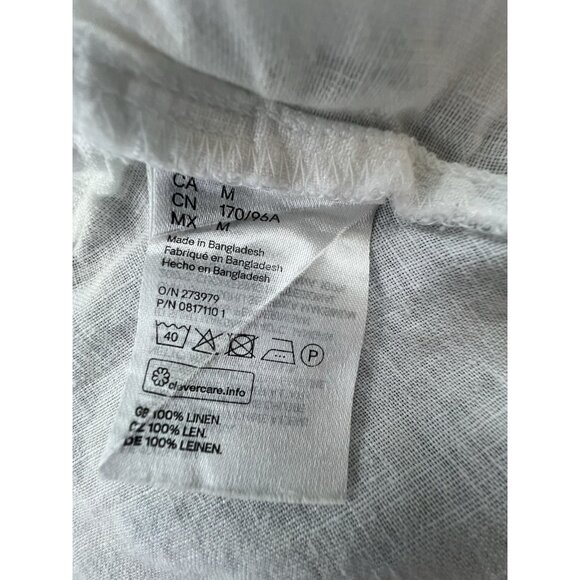H&M Linen White Wrap Blouse Top UK 14 EU 42 V-Neck Tie Side Short Sleeve - Picture 6 of 7
